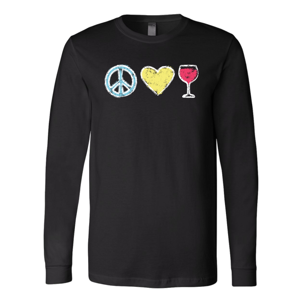 Peace, Love, Wine - Long Sleeve Tee - Lushy Wino