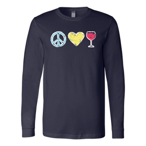Peace, Love, Wine - Long Sleeve Tee - Lushy Wino