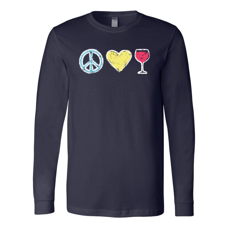 Peace, Love, Wine - Long Sleeve Tee - Lushy Wino