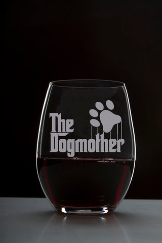 The Dogmother - 18 Ounce Stemless Wine Glass - Lushy Wino