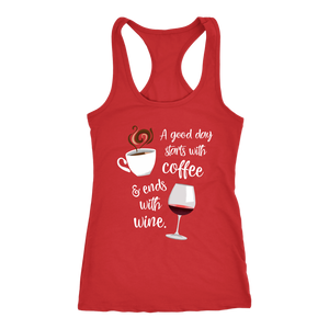 A Good Day Starts with Coffee & Ends With Wine - Tank Top - Lushy Wino