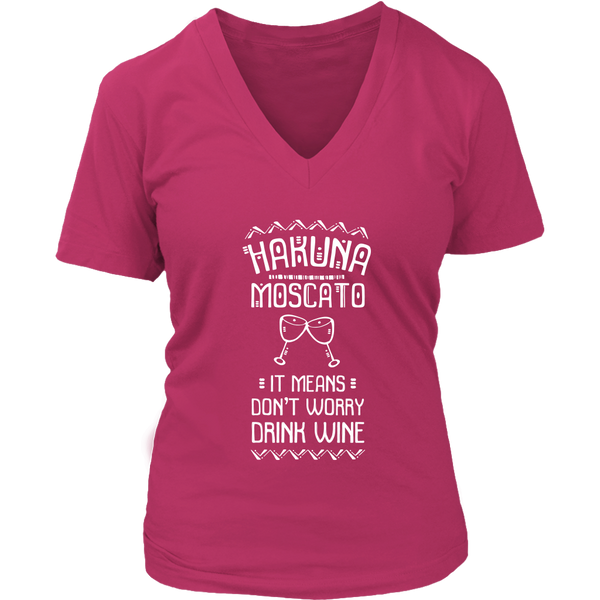 Hakuna Moscato - V-Neck Tee - Lushy Wino