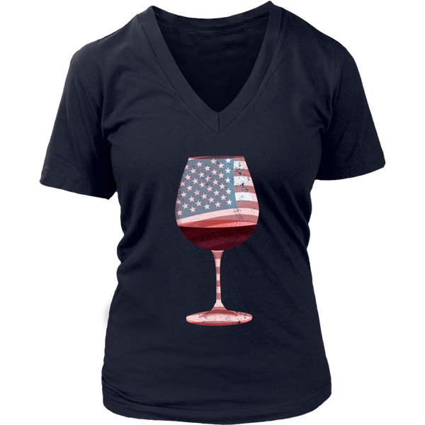 Wine for America - V-Neck Tee - Lushy Wino