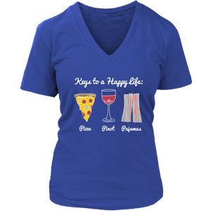 Keys to a Happy Life - V-Neck Tee - Lushy Wino