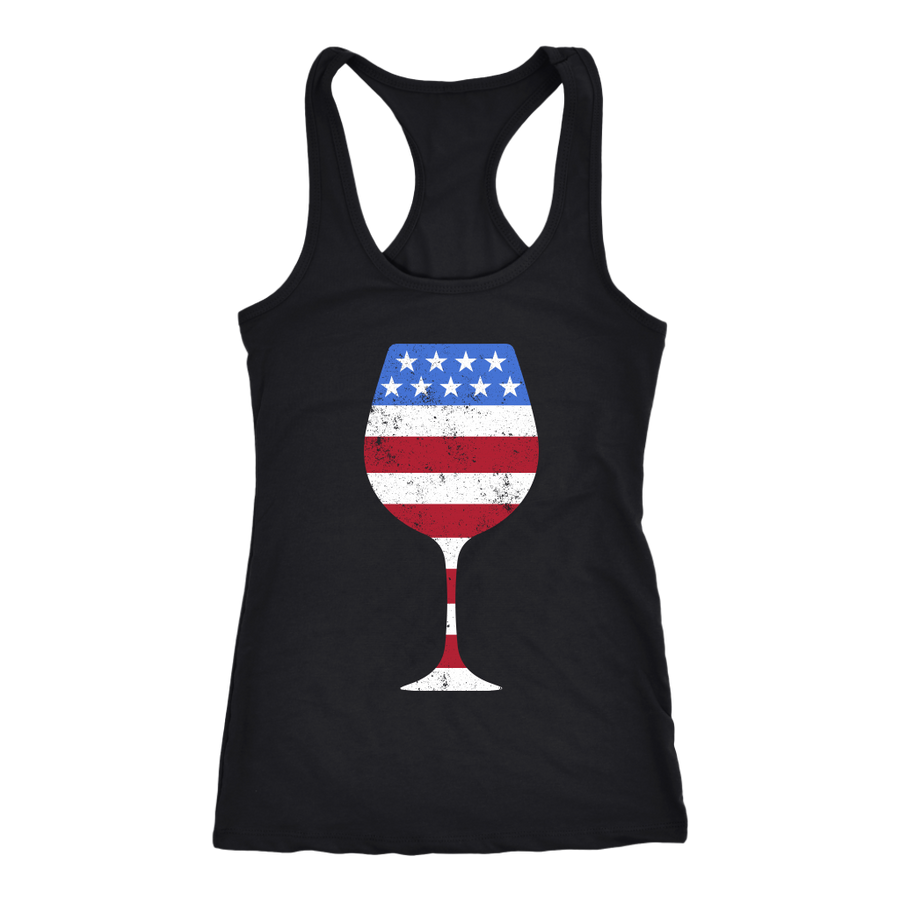 American Flag Wine Glass - Tank Top - Lushy Wino