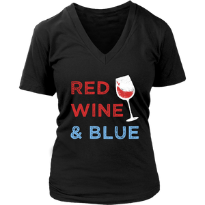 Red Wine & Blue - V-Neck Tee - Lushy Wino