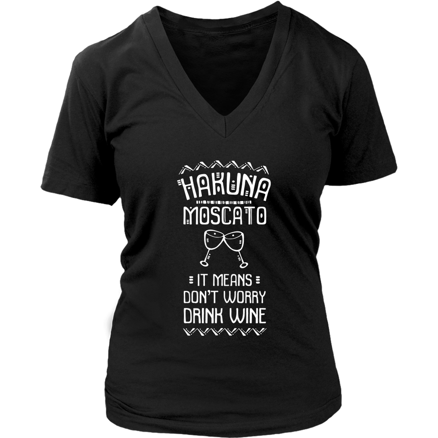 Hakuna Moscato - V-Neck Tee - Lushy Wino