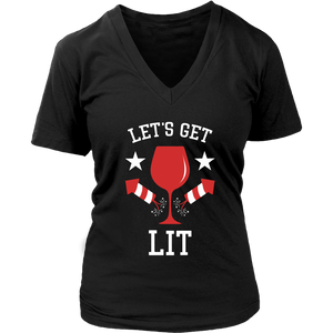 Let's Get Lit - V-Neck Tee - Lushy Wino