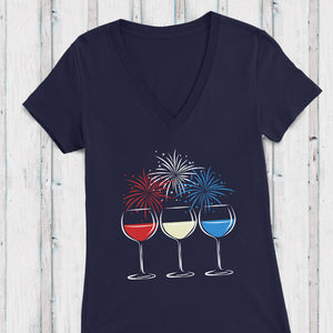 Red, White & Blue - V-Neck Tee - Lushy Wino
