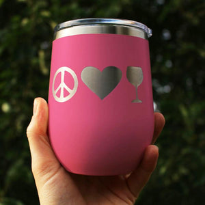 Peace Love Wine - Wine Tumbler - Lushy Wino