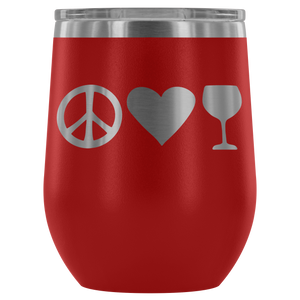 Peace Love Wine - Wine Tumbler - Lushy Wino