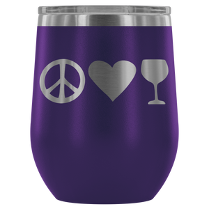 Peace Love Wine - Wine Tumbler - Lushy Wino