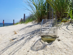 I Enjoy Long Romantic Walks Down The Wine Aisle - 18 Ounce Stemless Wine Glass - Lushy Wino