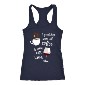A Good Day Starts with Coffee & Ends With Wine - Tank Top - Lushy Wino