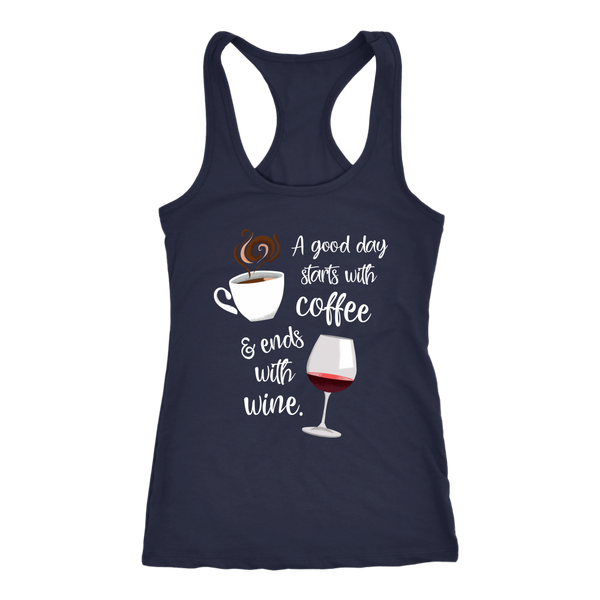 A Good Day Starts with Coffee & Ends With Wine - Tank Top - Lushy Wino