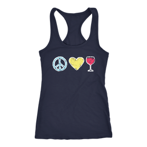 Peace, Love, Wine - Tank top - Lushy Wino