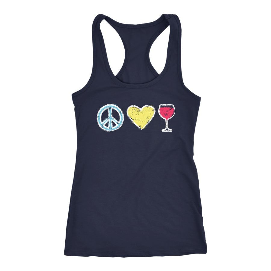 Peace, Love, Wine - Tank top - Lushy Wino
