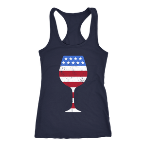 American Flag Wine Glass - Tank Top - Lushy Wino