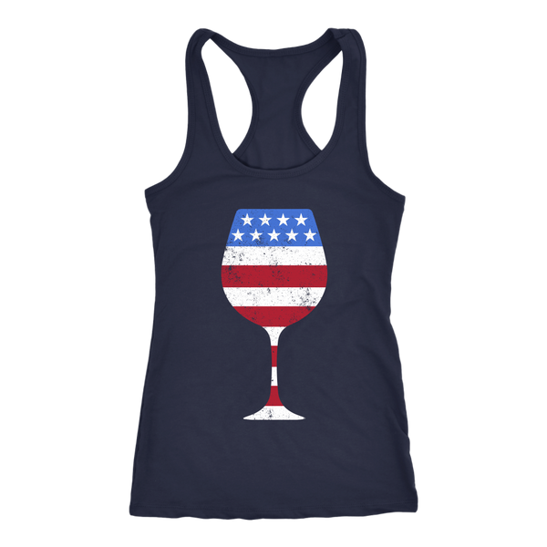 American Flag Wine Glass - Tank Top - Lushy Wino