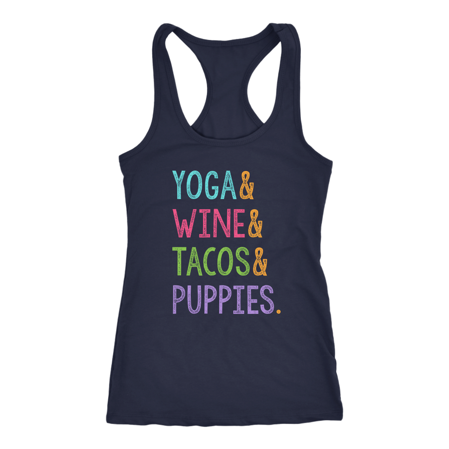Yoga & Wine & Tacos & Puppies - Tank Top - Lushy Wino