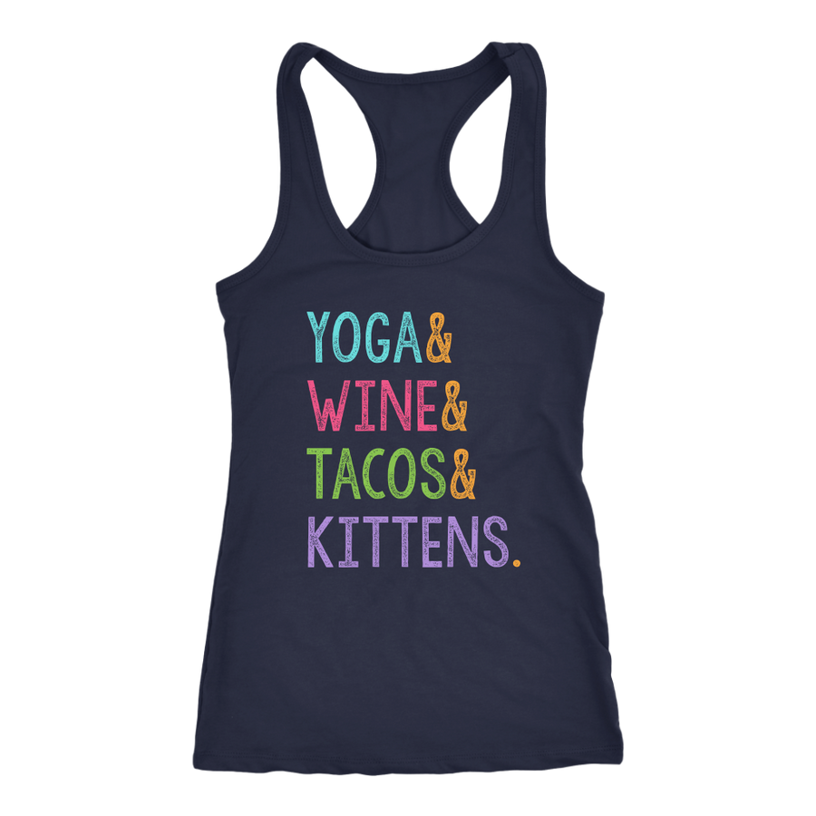 Yoga & Wine & Tacos & Kittens - Tank Top - Lushy Wino