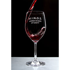 W.I.N.O.S. Women In Need Of Sanity - 16 Ounce Stem Wine Glass - Lushy Wino