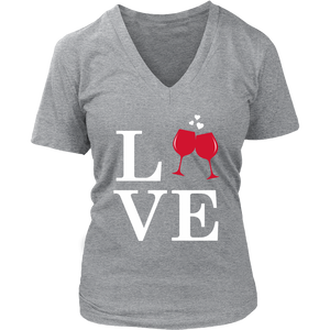LOVE Wine - V-Neck Tee - Lushy Wino