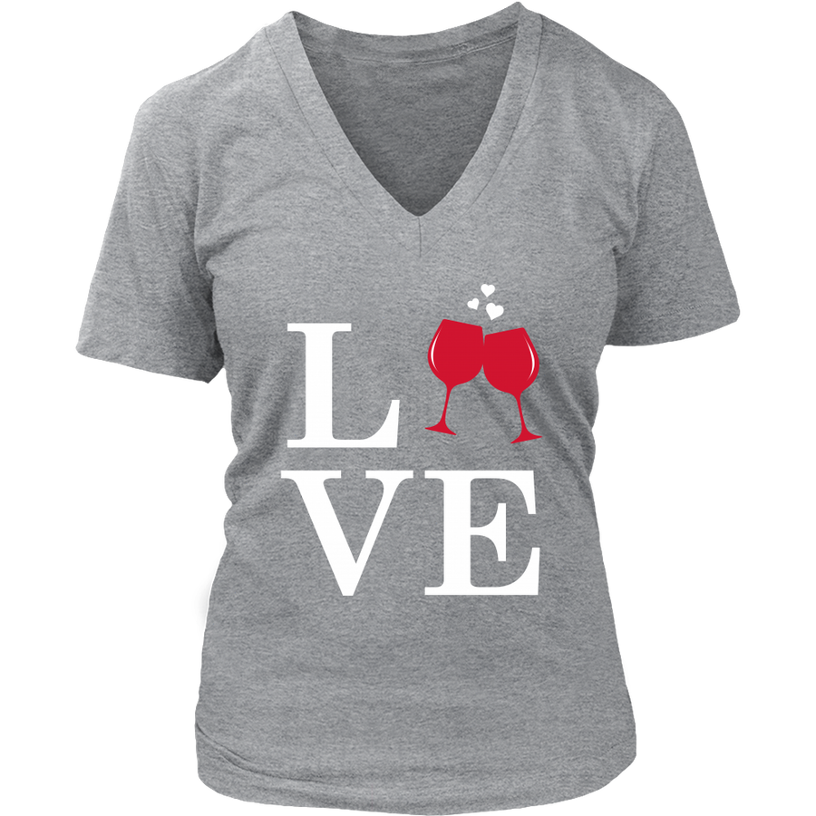 LOVE Wine - V-Neck Tee - Lushy Wino