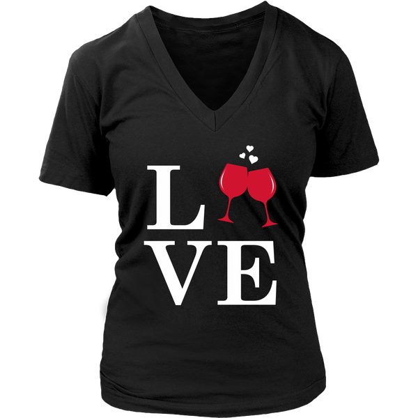 LOVE Wine - V-Neck Tee - Lushy Wino